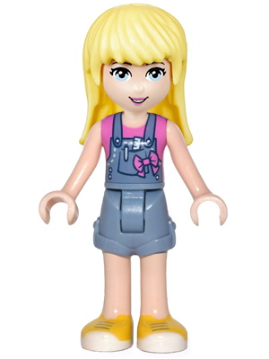 Stephanie, Denim Overalls Skirt, Dark Pink Top